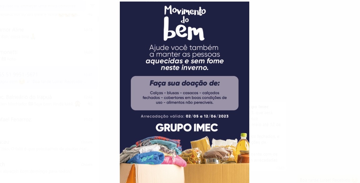 Movimento Do Bem Come A A Campanha Do Agasalho Do Grupo Imec