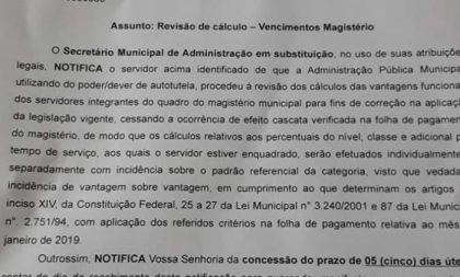 Prefeitura notifica professores que fará corte de salários