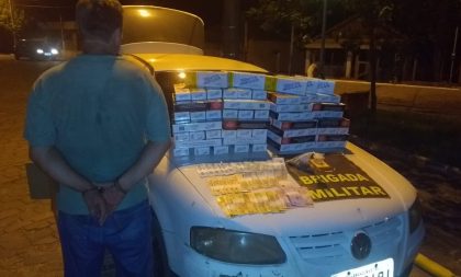 BM realiza prisão por contrabando de cigarros em Pantano Grande