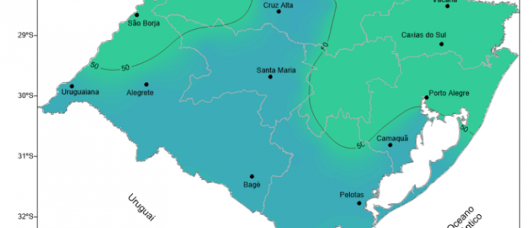 RS terá temperaturas amenas e risco de chuva forte na próxima semana