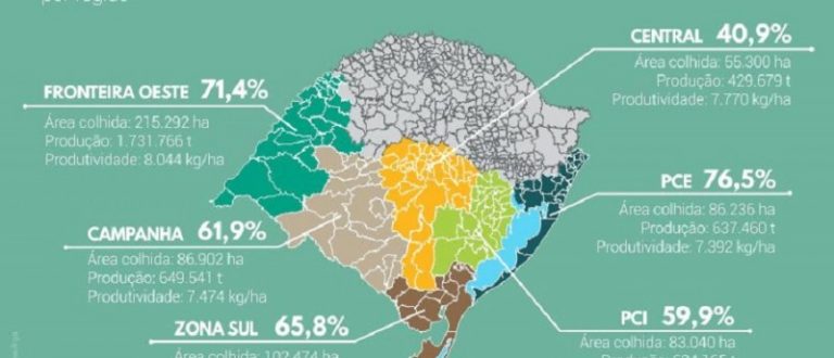 Colheita do arroz alcança 64% da área prevista