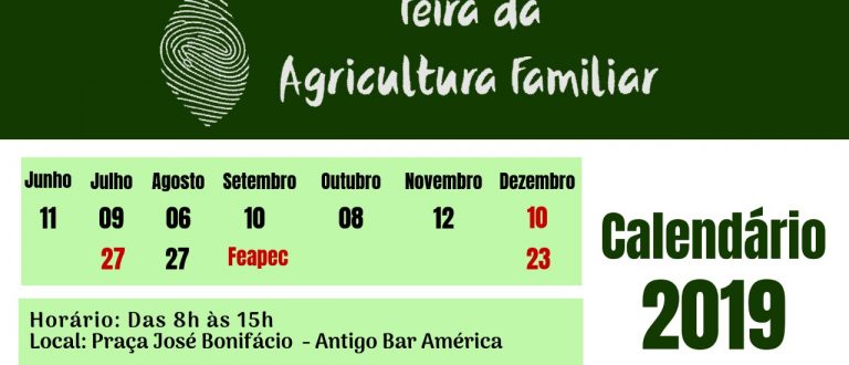 Definido calendário das feiras da Agricultura Familiar