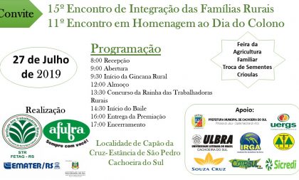 Festa do Colono mobiliza as famílias rurais de Cachoeira do Sul