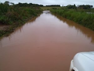 Um grande lago, assim está a estrada do Taboão no interior de Cachoeira do Sul