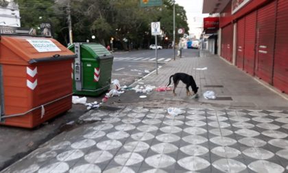 A cidade de 350 contêineres com lixo espalhado para cachorro comer