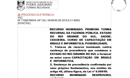 Deficiente visual de Cachoeira do Sul obtém direito a fazer curso de braile e informática custeado pelo Estado