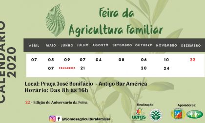 Definido calendário da Feira da Agricultura Familiar de 2020