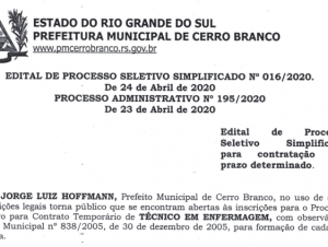 Cerro Branco abre inscrições para processo seletivo na área da Saúde