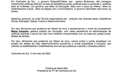 PT anuncia pré-candidatura de Marta Caminha em projeto de “ser feliz de novo”