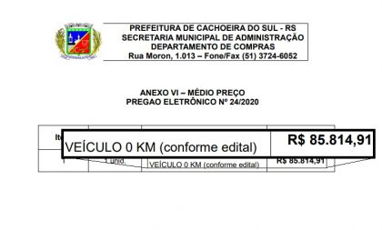 Prefeitura vai comprar minivan nova de R$ 85 mil