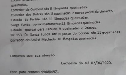 Três Vendas cobra iluminação. São 119 pontos sem luz