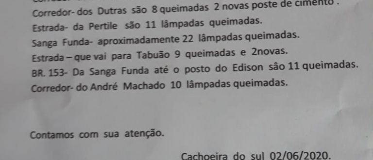 Três Vendas cobra iluminação. São 119 pontos sem luz