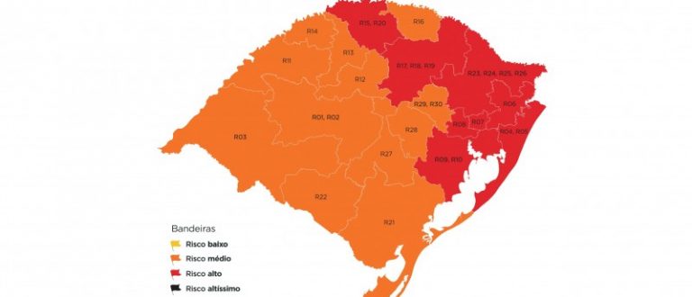 RS permanece com oito regiões em vermelho no mapa definitivo