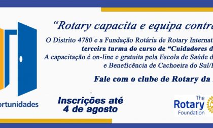 Estão abertas inscrições para terceira turma de cuidadores de idosos do Rotary