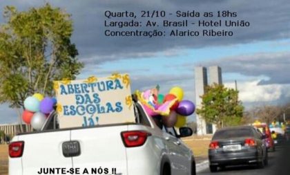 Pais vão às ruas em carreata pela retomada das aulas na rede particular