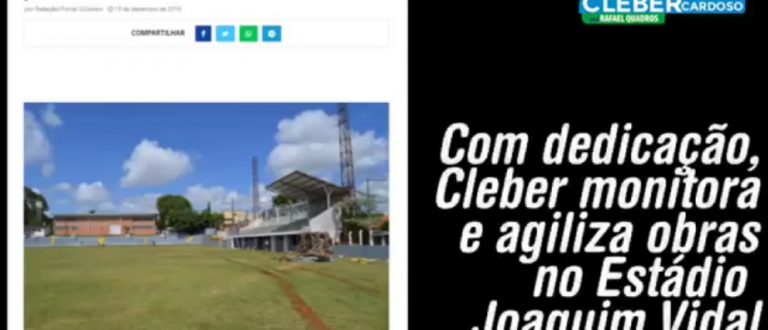 Cleber lembra da reforma do Joaquim Vidal para destacar esporte