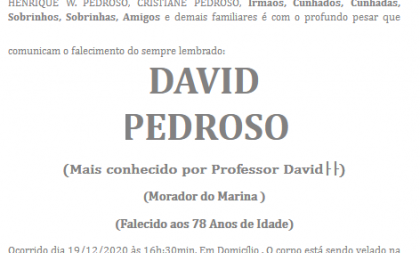 NOTA FÚNEBRE – DAVID PEDROSO