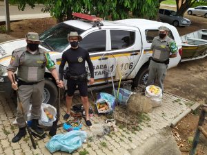 Batalhão Ambiental da BM recolhe 70 quilos de pesca em tempo de piracema