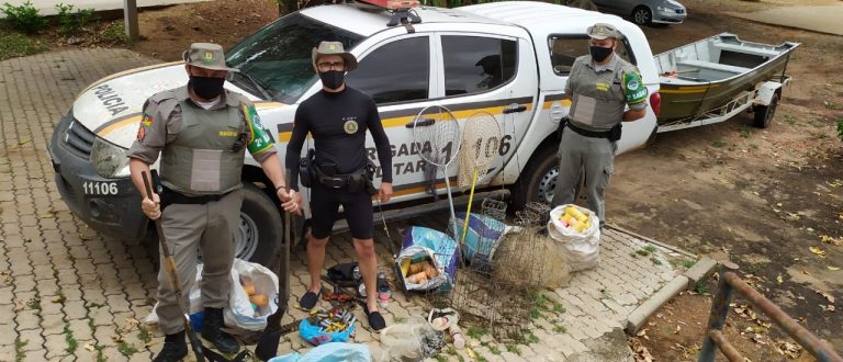 Batalhão Ambiental da BM recolhe 70 quilos de pesca em tempo de piracema