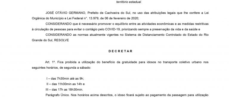 Decreto determina mudanças na gratuidade para idosos no transporte coletivo