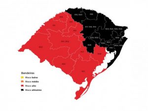 Mapa do Estado coloca 68% dos gaúchos em bandeira preta