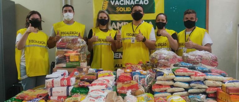 Vacinação Solidária arrecada 250 quilos de alimentos