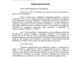 Justiça de Cachoeira proíbe abertura de comércio