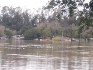 Rio Jacuí sobe e alaga região da Praia Nova