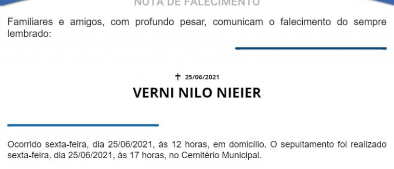 NOTA FÚNEBRE – VERNI NILO NIEIER