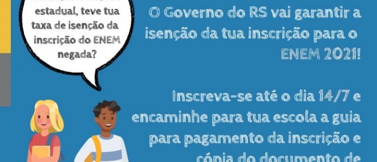 Governo do RS paga inscrição do Enem para alunos com taxa de isenção negada