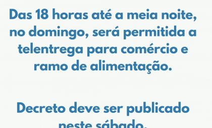 Prefeitura volta atrás e libera tele-entrega aos domingos