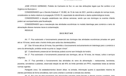 Prefeitura publica decreto com flexibilização de horário para atividades econômicas