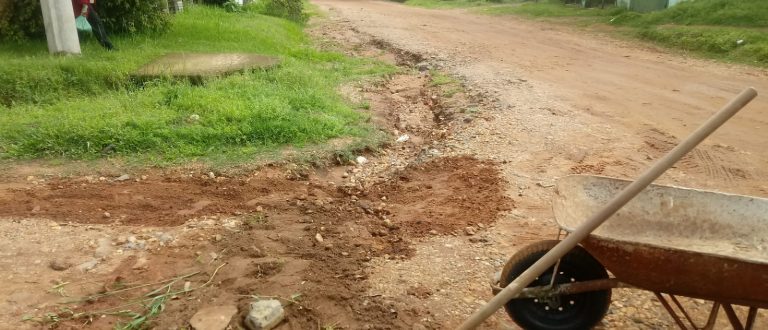 Moradores resolvem tapar a buraqueira do Bairro Barcelos