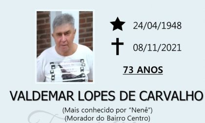 NOTA FÚNEBRE – VALDEMAR LOPES DE CARVALHO (OCORRIDO NO HCB)