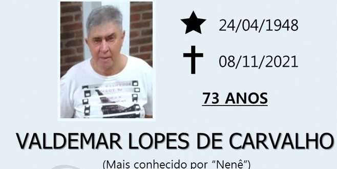 NOTA FÚNEBRE – VALDEMAR LOPES DE CARVALHO (OCORRIDO NO HCB)