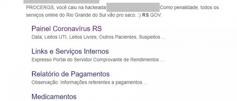 “Você caiu na hackeada”, diz mensagem sobre queda de páginas do Governo do RS