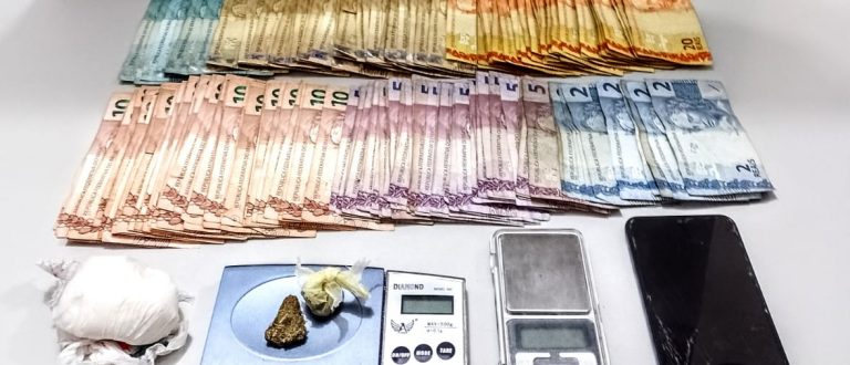 BM apreende dinheiro e drogas no Bairro Rio Branco