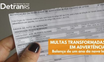 Detran RS transforma 350 mil multas em advertência