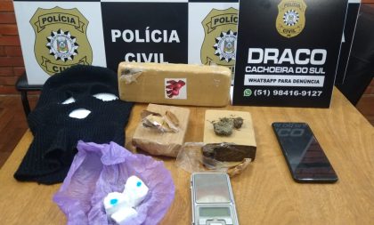 Polícia apreende 1,3 quilo de maconha e touca ninja no Bairro Santa Helena