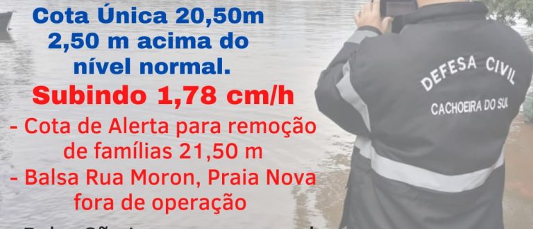 Rio Jacuí eleva cada vez mais seu nível