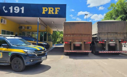 PRF apreende dois caminhões com mesmas placas na BR-158