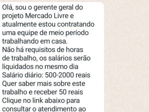 Golpe do “Gerente do Mercado Livre” invade WhatsApp de cachoeirenses