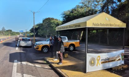 Batalhão Rodoviário de Novo Cabrais realização ação do Maio Amarelo