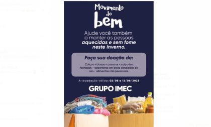 Movimento do Bem: começa a Campanha do Agasalho do Grupo Imec