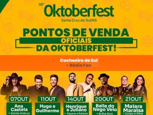 Shows da Oktober: Fan FM é ponto oficial de venda de ingressos em Cachoeira do Sul