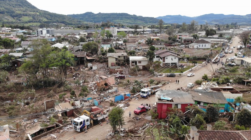 Fotografia realizada por drones do governo federal no Vale do Taquari / Crédito: Divulgação Grupo de Apoio a Desastres (Gade)