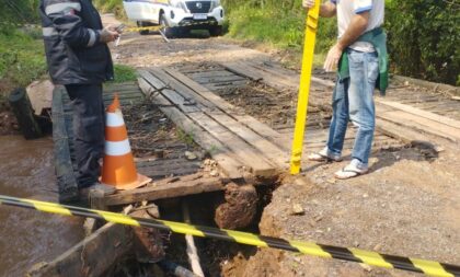 Queda de muro; ponte submersa; granizo: consequências da chuvarada em Cachoeira