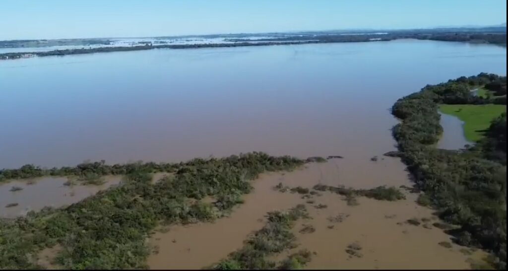 Imensidão de água: enchente de 2023 do Rio Jacuí é uma das maiores da história de Cachoeira do Sul / Foto: Divulgação