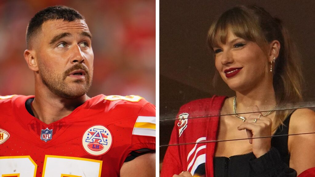 Taylor Swift e Travis Kelce / Crédito: Reprodução