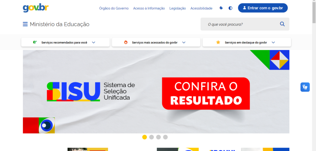 Após falha na divulgação, portal do MEC agora traz os resultados do Sisu / Foto: Reprodução/MEC